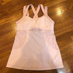 Lululemon Crossback Strappy Athletic Workout Tank Top Built in Sport Bra Sz 2